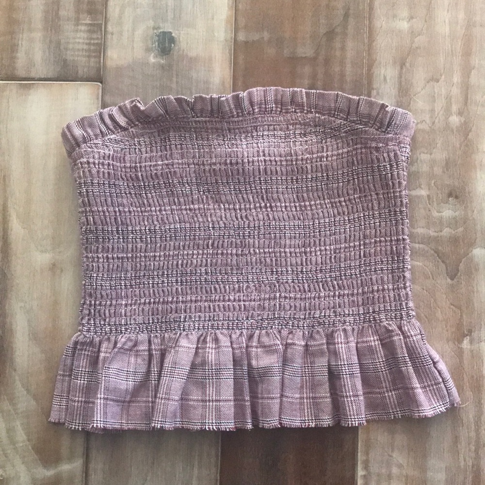 Plaid cropped tube top